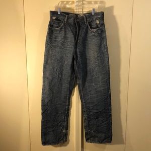 Men’s jeans ecko unlimited Denim foundry size 34 baggy pre wrinkled